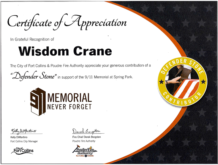 Wisdom Crane Certificate